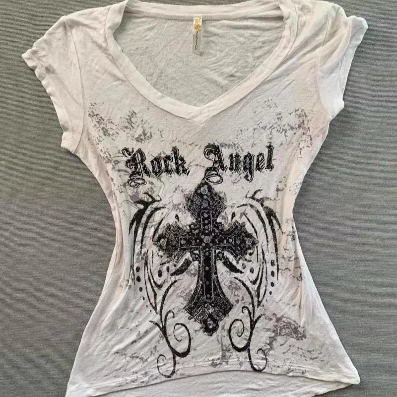 Harajuku Punk V-Neck Graphic Tee