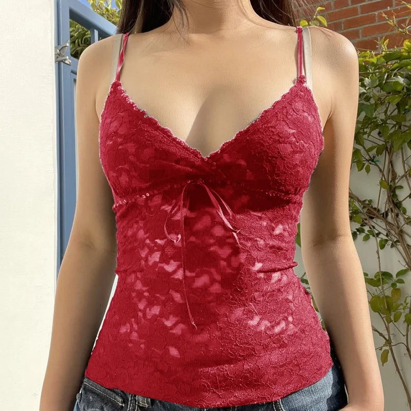 Y2K Fairycore Lace Trim Camisole