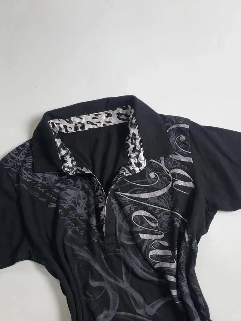 Vintage 90s Distressed Graphic Polo Tee