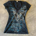 Harajuku Grunge V-Neck Graphic T-Shirt