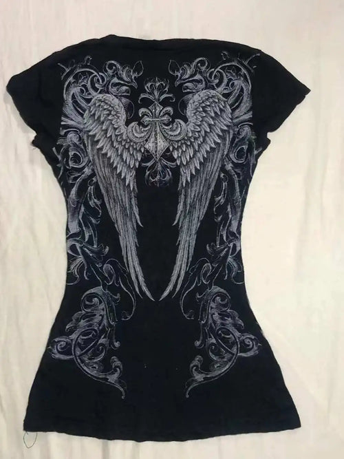 Harajuku Gothic V-Neck Graphic Tee