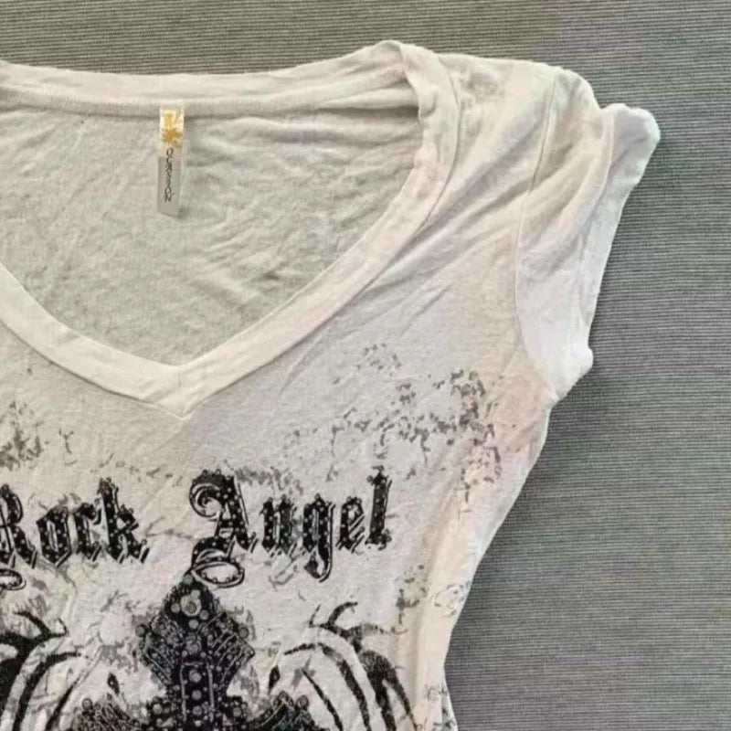 Harajuku Punk V-Neck Graphic Tee