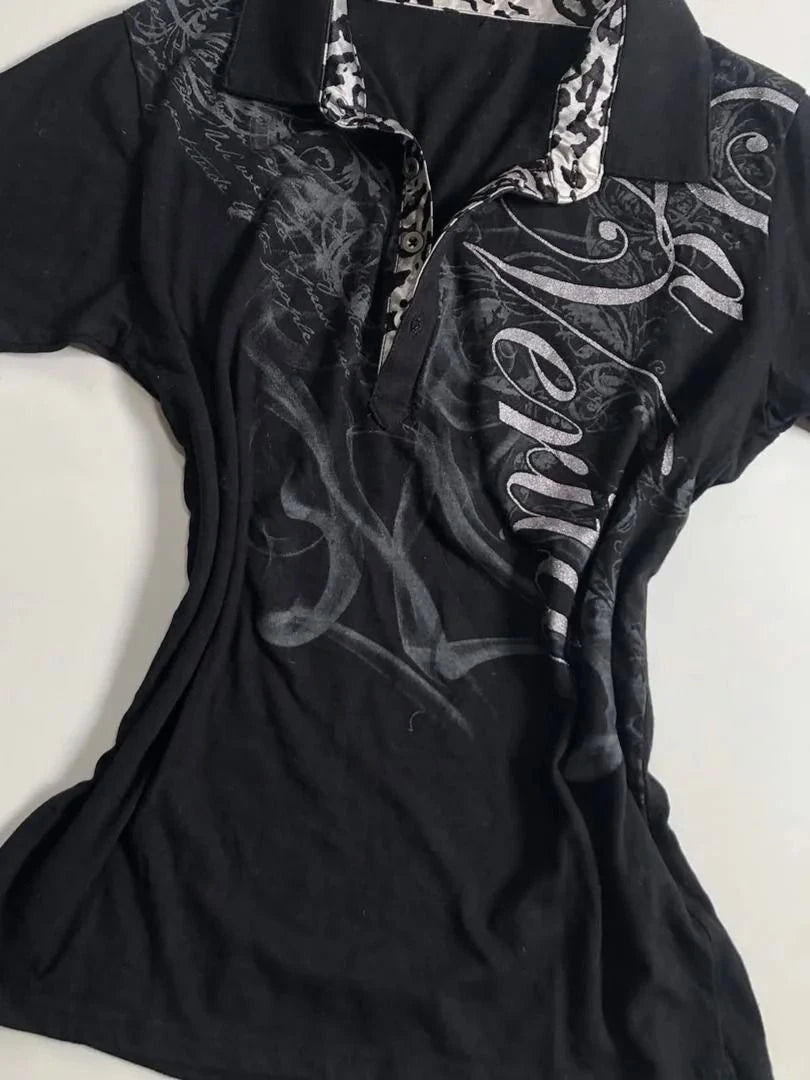 Vintage 90s Distressed Graphic Polo Tee