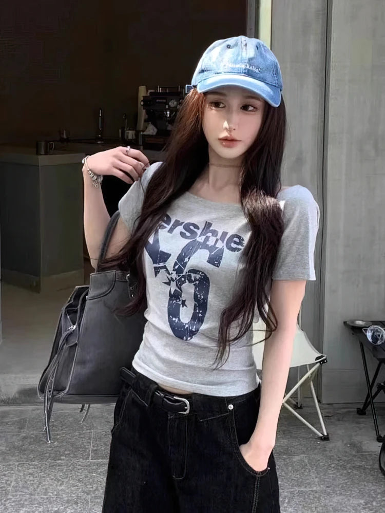 Retro Slash Neck Short Sleeve T-Shirt
