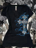 Y2K Gyaru Letter Cross Graphic Tee